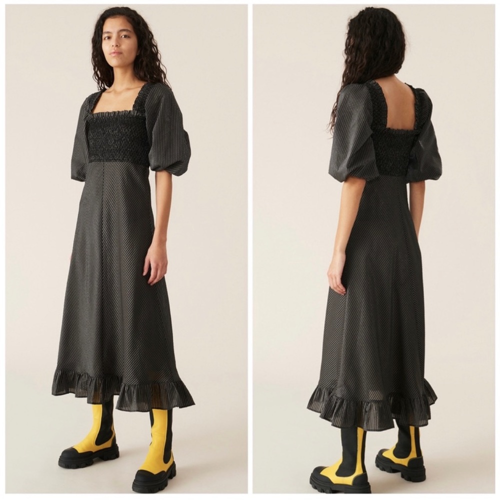 GANNI Square Neckline Long Dress
